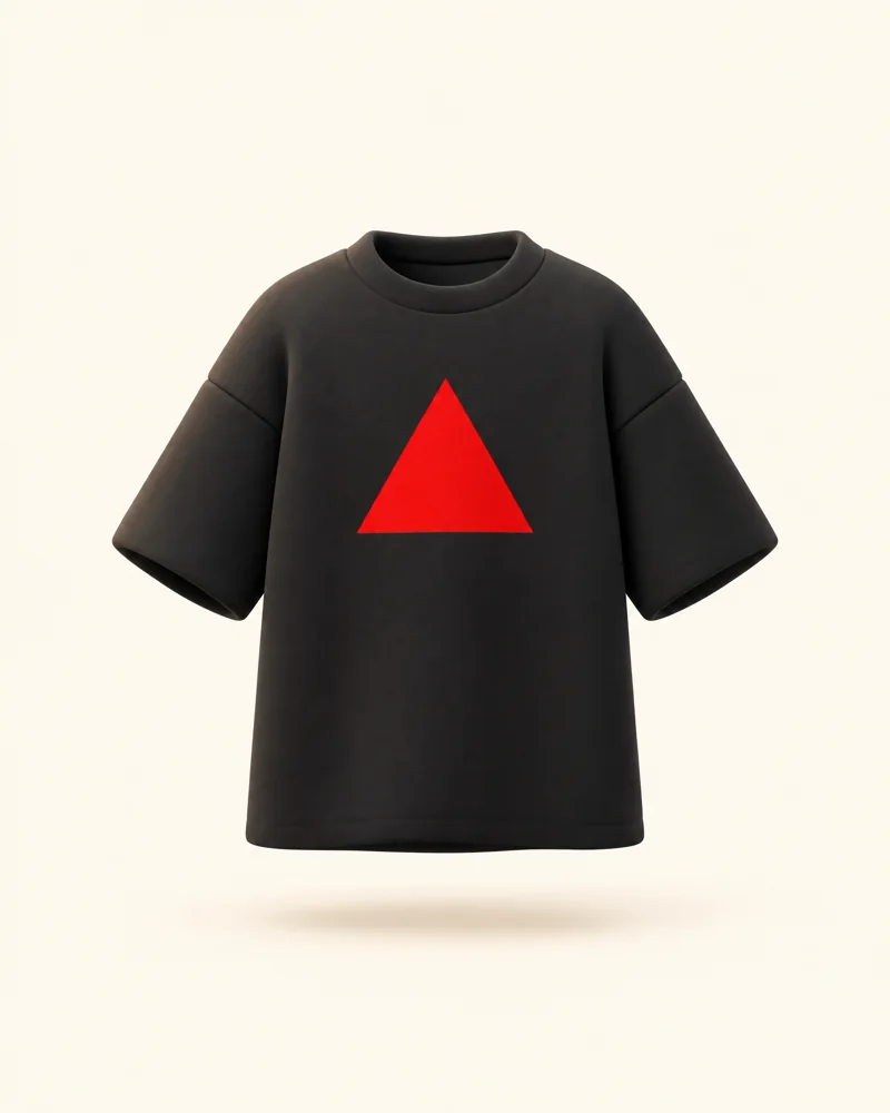 Camiseta Oversized com triângulo vermelho estampado
